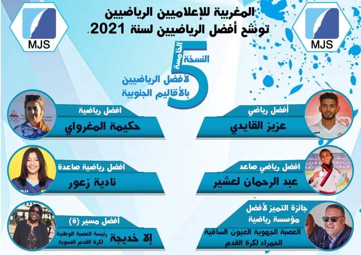الجمعية المغربية للإعلاميين الرياضيين فرع جهة العيون الساقية الحمراء تختار أفضل الرياضيين بالأقاليم الجنوبية