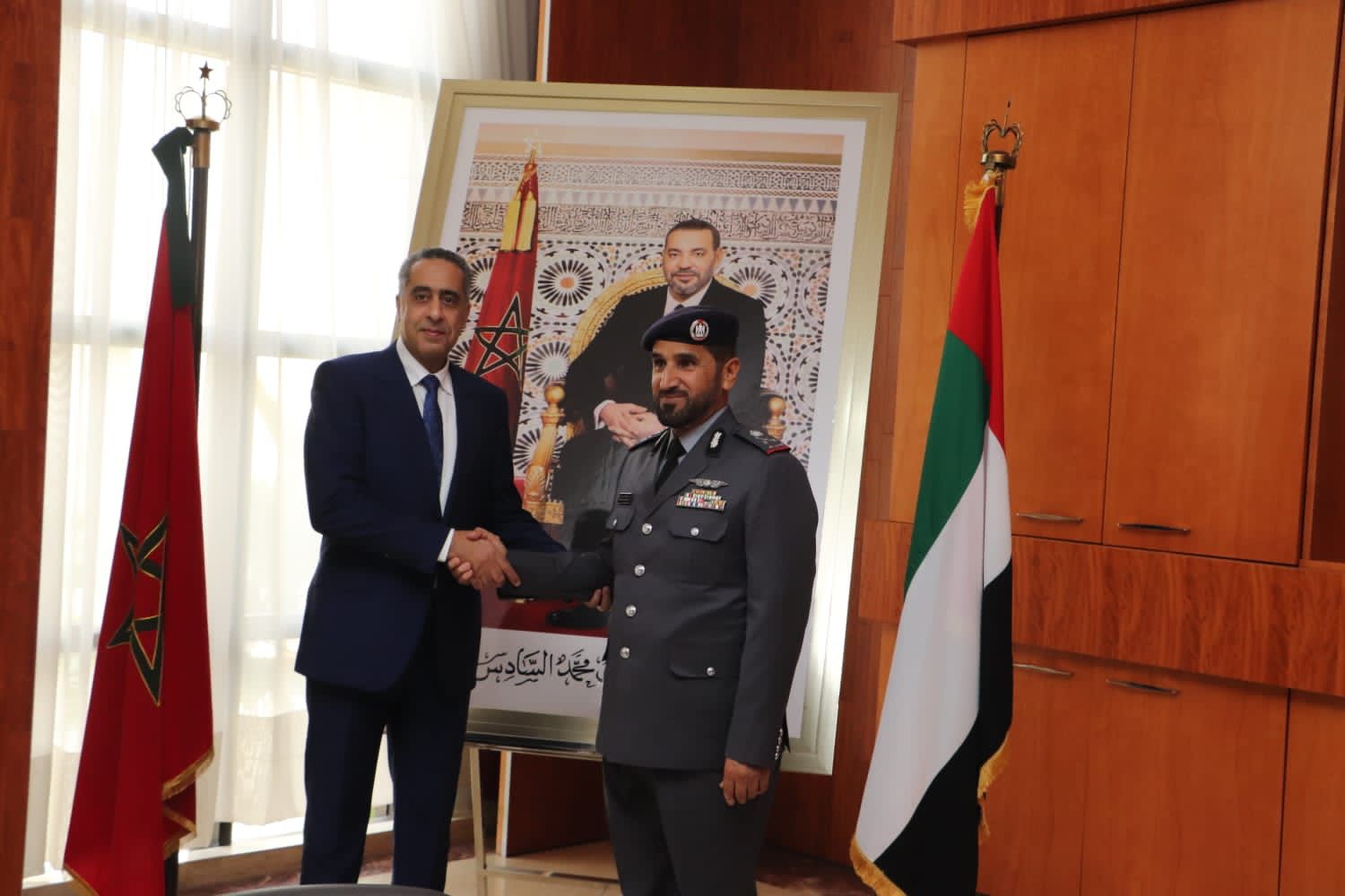 السيد عبد اللطيف حموشي المدير العام للأمن الوطني ولمراقبة التراب الوطني يستقبل السيد اللواء الركن فارس خلف المزروعي، القائد العام لشرطة أبوظبي بدولة الإمارات العربية المتحدة